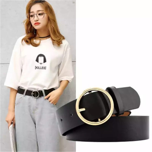 Pu Leather Round Buckle Belt